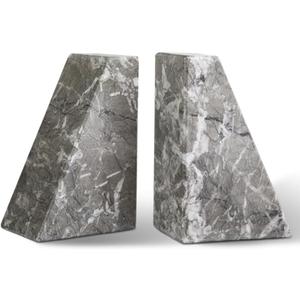 Koville Marble Bookends for Shelves, Large Bookends for Heavy Books, Natural Stone Book Stopper for Books CD Movies, Aesthetic Decorative Book Ends, Bookshelf Table Home Decor(Grey)