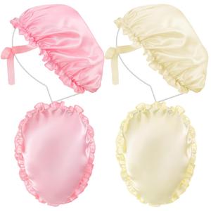 Jiuguva 4 Pieces UV Protection Tanning Face Cover Face Tanning Mask Hair Cap Protective Hair Bonnet for Women Salon, 5.91 x 4.33 Inches(Gold, Pink)
