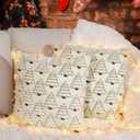 HUGOMOVA Christmas Pillow Covers 18x18 inch Set of 2 Christmas Decorations Soft Plush Faux Fur Wool Beige Xmas Tree Throw Pillow Cases Winter Holiday Decor for Sofa Living Room