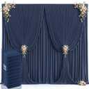 50ft x 12ft Navy Blue Backdrop Curtains Wrinkle Free Backdrop Curtain for Wedding Parties Blue Fabric Backdrops Drapes Back Drop Cloth Bridal Shower Stage Curtains Wedding Decorations for Reception (50FTx12FT (W5'xH12', 10 Panels))