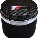 Car Ashtray for BMW 1/3/5/7 Series and X1/X3/X5/X6, with LED Light and Lid, Detachable and Portable (Carbon Fiber)
