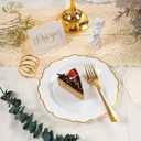 100 PCS Gold Dessert Plastic - 7.5 inch White & Gold Plastic for Party Cake Plates Elegant Heavy Duty Disposable Plates for Wedding & Party