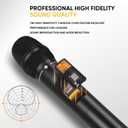 Wireless Microphone System, Metal Dual UHF Cordless Handheld Dynamic Karaoke Mic Set, Auto Scan, Long Range 200ft for Home Karaoke Singing, DJ Party, Church, Wedding, Speech (UM203)