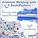 American Mahjong Tiles Set with Noise Reducing Mat, 166 Mahjong Game with Portable Storage Bags, 4 All-in-One Color Rack/Pushers, Scoring, Plastic Coins Dices for Adults & Beginners
