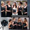 Set of 6 Bridesmaid Bouquets for Wedding - 7 inch Artificial Flower Bouquet Silk Rose with Pearls Gothic Small Floral Bouquets for Bridal Shower Marriage Proposal Halloween Party Ceremony Anniversary (Black & Blue)