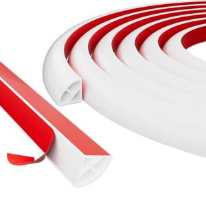 16.4ft/5m Flexible Peel and Stick Quarter Round Molding Trim for Walls,Bendable 1/4 Round Rubber Floor Shoe Molding,Crown Moulding Ceiling Border Trim,Double Adhesive Caulk Strip,White