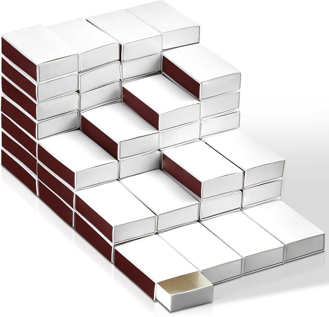 60 Pcs Blank Matches Containers DIY Storage Boxes for Guests Wedding Bridal Shower Baby Shower Halloween Party Favor (No Matches Included) (White,2.24 x 1.42 x 0.59 Inches)