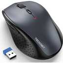 TECKNET Wireless Mouse, 2.4G USB Computer Mouse with 6-Level Adjustable 4800 DPI, Silent Quiet Click，30 Months Battery, Ergonomic Grips, 6 Buttons Portable for PC, Chromebook, Mac - Grey