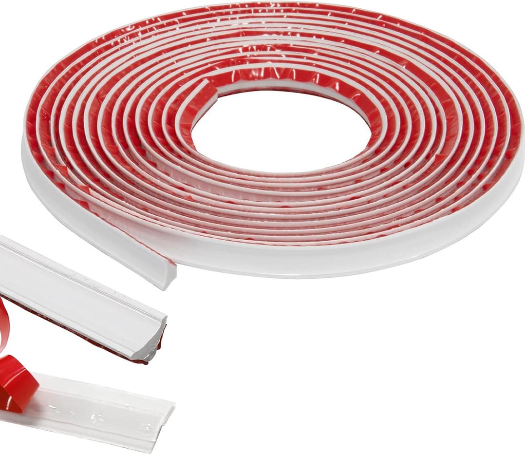 Flexible Trim Caulk Strip Wall Moulding Trim, 1/2 in x10 Ft Peel and Stick Trim for Wall Corner Deco, Ceiling, Backsplash Tile Edge, Countertops, Baseboard, Floor (White)