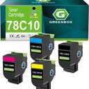 GREENBOX Remanufactured 78C10 78C10K0 Toner Cartridge 4-Pack High Yield Replacement for Lexmark 78C10 78C10K0 78C10C0 78C10M0 78C10Y0 Toner for CS421 CS421dn CS521dn CX522ade CS622de CX625ade Printers