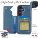 ASAPDOS for Samsung Galaxy S25 Case with Card Holder,PU Leather Shockproof Flip Case with RFID Blocking Card Holder and Kickstand for Men Women Blue