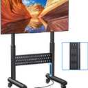 Afaloona Commercial Rolling TV Stand with Power Outlet, Mobile TV Cart with Lockable Wheels for 32-65 Inch TVs up to 176 lbs, Height Adjustable with Pegboard Storage, Max VESA 600x400mm