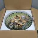 2Pack Glass Pendant Lights, 11.8" Vintage Lighting Green Glass Light Fixtures Brushed Gold Modern Green Chandelier Hanging Ceiling for Kitchen Island Dining Room Restaurant Foyer Entryway (12in/2PC)