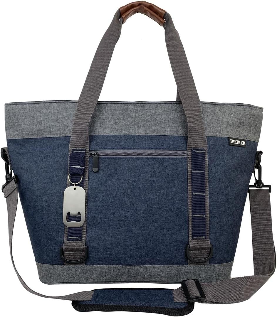 Insulated Cooler Bag, Large Insulated Bag, Reusable Shopping Bags, Leakproof Soft Cooler with BagsBottle Opener, Suitable for Supermarket Shopping, Travel,Beach,Family Picnic,Camping (blue)