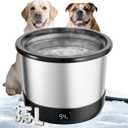 3.5L Heated Water Bowl, Stainless Steel Heated Dog Bowl with Digital Display and Adjustable Temperature, Heated Outdoor Pet Water Bowl Provides Warm Water for Dogs (Black)