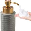 Foam Soap Dispenser with Refined and Vintage Emboss, Ceramic Hand Soap Dispenser for Bathroom (Gray)