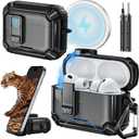 Inesore for AirPods Pro 3 Case (2025) with Phone Stand & Cleaning Kit,Compatible with Magsafe,Magnetic Automatic Lock Cover for AirPods Pro 3rd Generation, Black