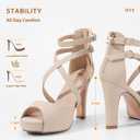 IDIFU Women's IN4 Platform Heels Strappy Chunky Heels For Women Dressy Peep Toe High Heels For Women Bridal Wedding Shoes For Bride On Evening Prom, Size 8