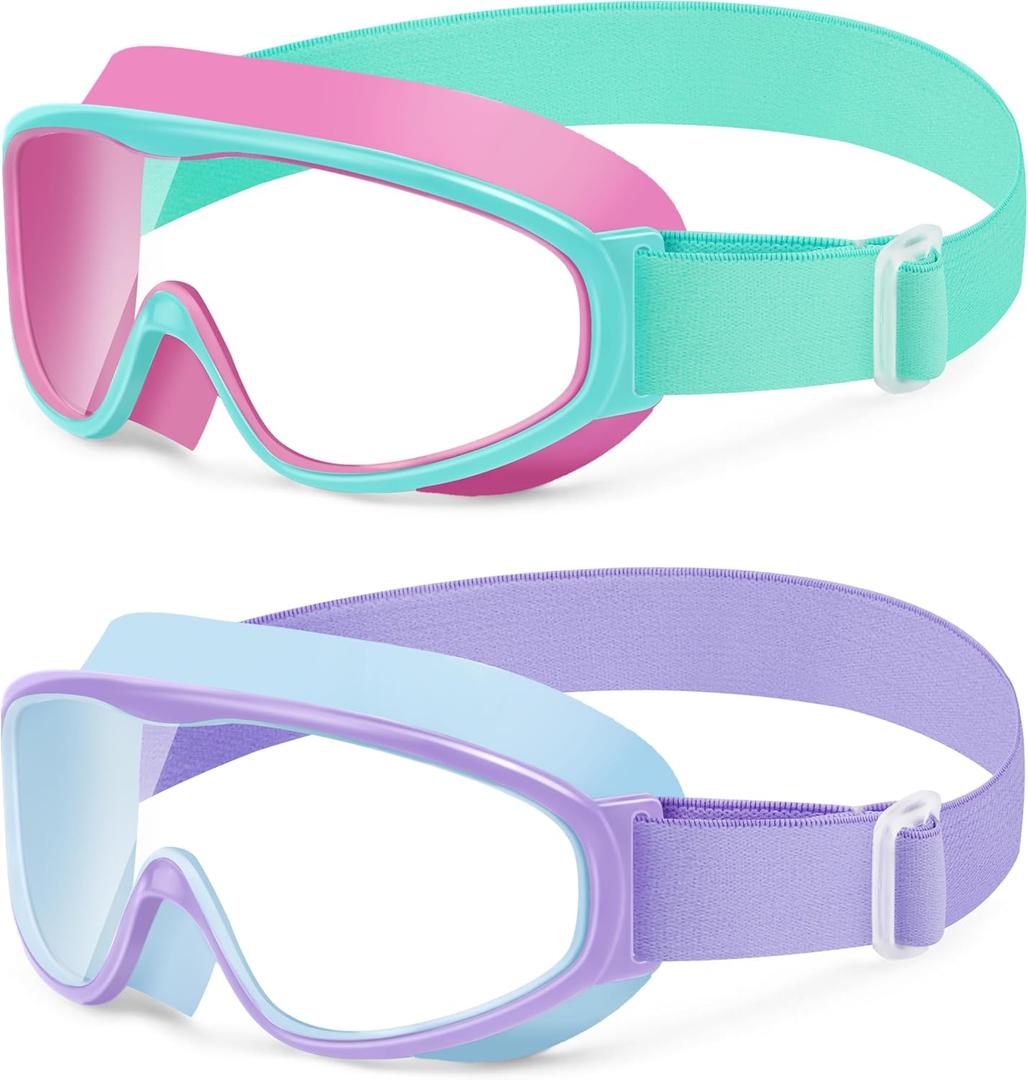 Vvinca Kids Goggles with Comfort Fabric Strap, Kids Swim Goggles Wide View Anti-Fog/UV No Leaking Swimming Goggles for 3-14