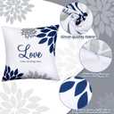 Tatuo 4 Pcs Flower Pillow Covers Square Summer Pillow Cushion Cases 18 x 18 Inch Family Faith Hope Love Words Decorative Spring Winter Cushion Case for Bed Couch Sofa Living Room(Gray Series)