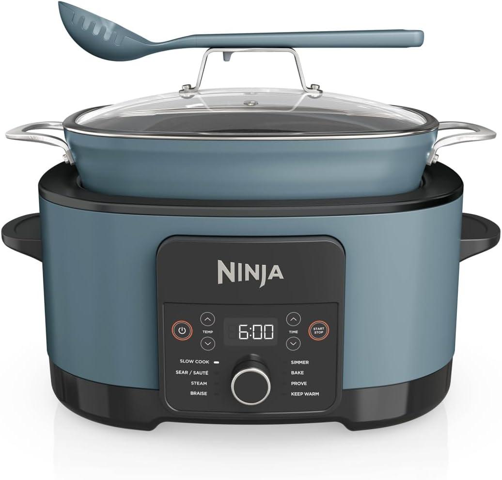Ninja MC1001 Foodi PossibleCooker PRO 8.5 Quart Multi-Cooker, with 8-in-1 Slow Cooker, Dutch Oven, Steamer, Glass Lid Integrated Spoon, Nonstick, Oven Safe Pot to 500°F, Sea Salt Gray