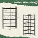 Huuger 6 Tier Bookshelf, L Shaped Corner Bookshelf with Open Shelves, 49.4 Inch Straight Wide Bookcase with Metal Frame and Wooden Board, Adjustable Feet, Black