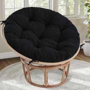 idee-home Papasan Chair Cushion, Circle Papasan Chair Cushion(Cushion Only) with Thick Corduroy Cover, 48 x 48 Inch Cushion for Egg Chair, Black