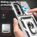 SunStory Case for Samsung Galaxy A36/A56 5G Case with HD Screen Protector & Slide Camera Cover & Rotated Ring Kickstand, [Heavy Duty Shockproof] Dual Layers Phone Case for Galaxy A36/A56 (Silver)