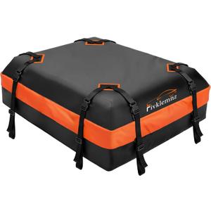 FIVKLEMNZ 15 Cubic Rooftop Cargo Carrier Waterproof Soft Roof Top Cargo Bag | for All Cars SUVs with/Without Rack, Heavy Duty 840D Roof Bag with Anti-Slip Mat, 8 Reinforced Straps, 6 Door Hooks & Lock