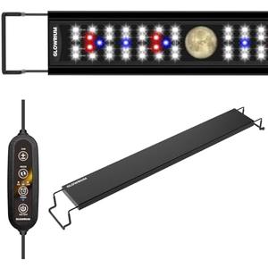 GLOWRIUM Aquarium Light, LED Fish Tank Light with Timer, Full Spectrum Freshwater Planted Aquarium Grow Lights with Moon Lights, Brightness Adjustable, Daylight/Moonlight Mode, Auto On/Off (12-17 in)