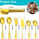 Serving Utensils, 15 Pcs Stainless Steel Large Flatware Serving Tools Kit, Included Spoons, Forks, Tongs, Slotted Spoon, Ladle, Cake Server for Kitchen Catering Banquet Wedding Buffet Party, Gold