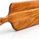 Reversible Acacia Wood Cutting & Chopping Board For Kitchen With Handle For Meat, Vegetables, Fruits, Bread, Serving Platter For Gourmet Cheese & Charcuterie For Dining Room, 15 x 7 Inch, Rustic Brown