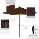 California Umbrella 9' Round Aluminum Outdoor Deck, Pool or Patio Umbrella, Crank Lift, Auto Tilt, Bronze Pole, Teak Olefin