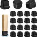 16 Pack Chair Leg Floor Protectors for Hardwood Floors, Square Rubber Furniture Sliders, 360Felt Pad Bottom Wrapped Thickening Silicone Furniture Legs Caps Covers(Square,Black-M)