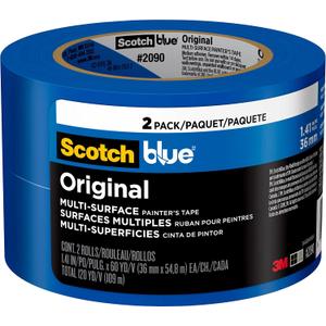 ScotchBlue Original Multi-Surface Painters Tape, 1.5 Inch Wide (1.41 in. x 60 Yds) 2 Rolls, Blue Paint Tape Protects Surfaces and Removes Easily, Masking Tape for Indoor and Outdoor Use (2090-36CC2)