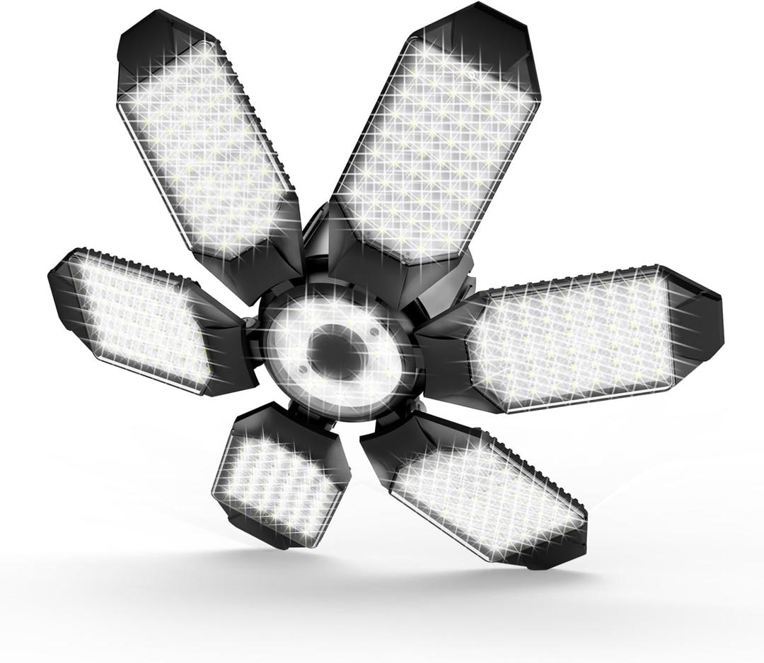 LED Garage Light - 160W LED Garage Ceiling Lights 16000LM Super Bright Garage Lighting with 6 Deformable Panels E26/E27 Screw in Led Shop Lights for Basement Workshop Warehouse Attic