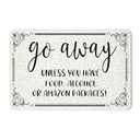 Funny Door Mat, Go Away Door Mat, Go Away Unless You Have Food or Amazon Packages Doormat for Indoor Outdoor Entrance Porch, Funny Welcome Doormats Outside, 17x30 Inch