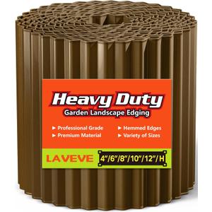 LAVEVE Corrugated Metal Garden Edging 10" x 20Ft, Landscape Edging Border for Lawn, Flower Bed, Garden Fence, Paver Edging (Bronze)