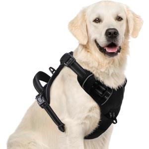 PUPTECK No Pull Dog Harness for Large, Adjustable Reflective Dog Harness with Handle Easy Control, Comfortable Soft Padded Pet Vest Harness for Extra Large Dogs, Black XL