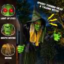 Halloween Animatronics Flying Witch Decorations Outdoor, 11ft Animated Floating Witch with Sound & Motion Activated, Creepy Talking Sound, Light Up Eyes, Spooky Haunted Horror Prop for Yard Lawn