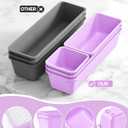 Canfanni 13 Pack Plastic Drawer Organizers Set, 3 Sizes Desk Drawer Organizer Trays for Vanity and Makeup Organizer, Organization and Storage for Makeup, Kitchen Utensils, Bathroom and Office(Purple)