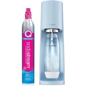 SodaStream Terra Sparkling Water Maker (Misty Blue) with CO2 and Dishwasher Safe Bottle