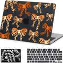 AKIT Compatible with MacBook Air 13 inch Case M5 2026 2025-2022 M4 M3 M2 A3449 A3240 A3113 A2681, Unique Hard Shell Laptop Case+Screen Protector+Keyboard Cover for MacBook Air 13.6 inch, Leopard Bow