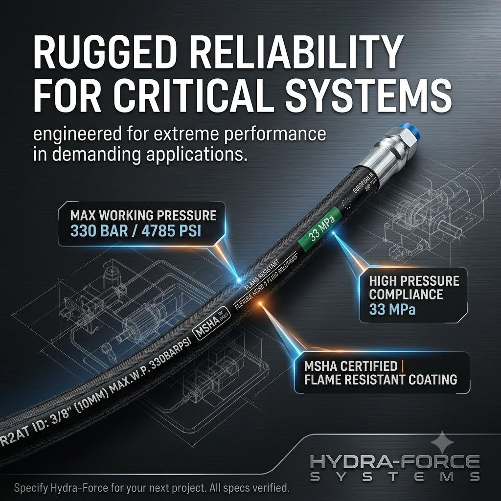 3/8" High-Pressure Flame-Resistant Hydraulic Hose Assembly