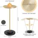 Round Side Table, Small Drink Table for Small Spaces, Modern Accent End Table with Metal Leg for Living Room, Bedroom, Corners, and Office (Gold)