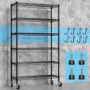 Hodonas 2300LBS Wire Shelving Unit, 36"W x 14"D x 75"H Metal Standing Shelf Units with Wheels / Leveling Feet, 6 Tier, Adjustable, Heavy Duty, and NSF Storage Shelves, Rolling Metal Shelving Wire Rack, 6 Tiers-2300LBS Loading Capacity