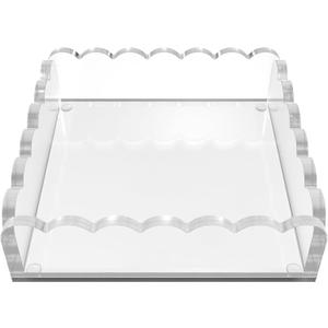 8 x 8 Scalloped Acrylic Tray  Clear Display Tray & Jewelry Organizer, AntiSlip Pads, Modern Desk Dcor Gift, Chic & Versatile