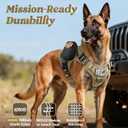 rabbitgoo Tactical Dog Harness for Large Dogs, No Pull Upgraded Reflective Heavy Duty Molle Vest with Handle, Adjustable Military Service Dog Vest for Walking Hiking Training, Brown, XL