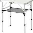 Folding Table Small, 24''L x16''W Camp Aluminum Table with Adjustable Height Legs, Indoor Outdoor Lightweight Portable Folding Aluminum Dining Table for Picnic Camping 2-Feet10"/19"/27