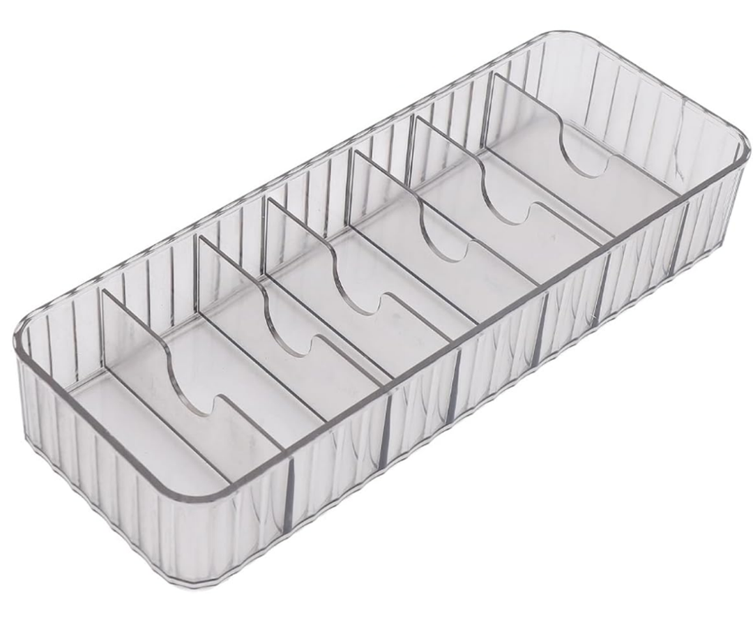 Cable Management Box ,Cord Organizer Box to Hide Cable,Stackable Clear Power Cord Organizer with 7 Compartments Electronics Organizer for Office Home  1 tray